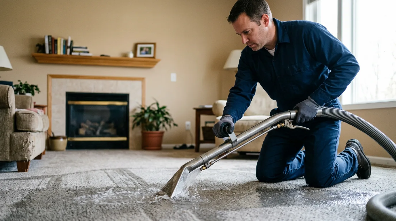 Water damage restoration technician working near East Hampton, CT